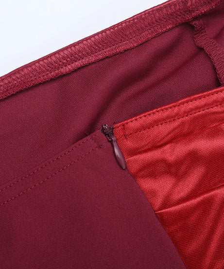 Ruby & Wine Enchantress: Two-Tone Strapless Maxi Dress – Holiday & Gala Ready