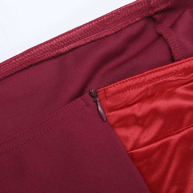 Ruby & Wine Enchantress: Two-Tone Strapless Maxi Dress – Holiday & Gala Ready