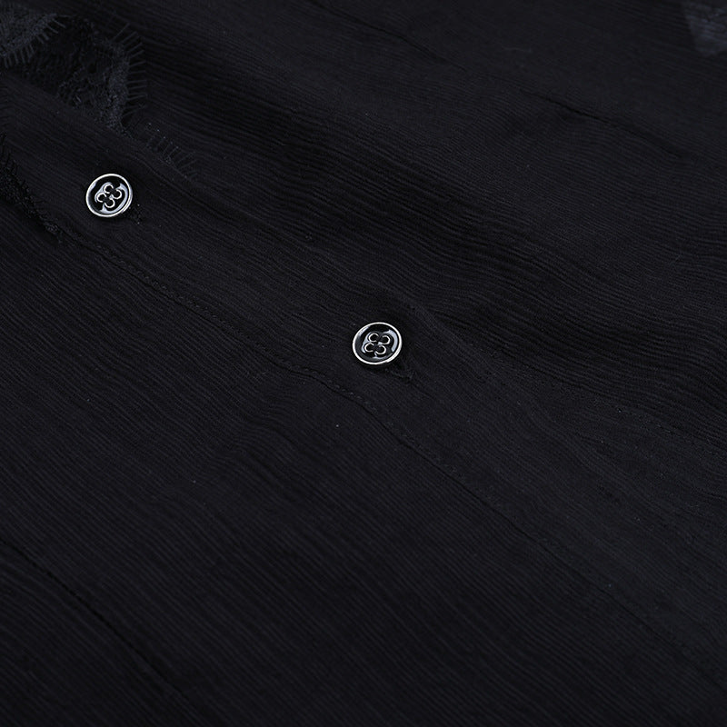 Black Victorian Gothic Lace Ruffle Blouse | Enchanting Fall & Halloween Top