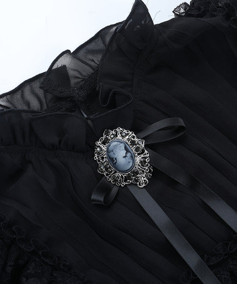 Victorian Gothic Ruffle Blouse | Dark Academia Corset Top for Fall & Halloween
