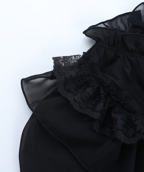 Victorian Gothic Ruffle Blouse | Dark Academia Corset Top for Fall & Halloween