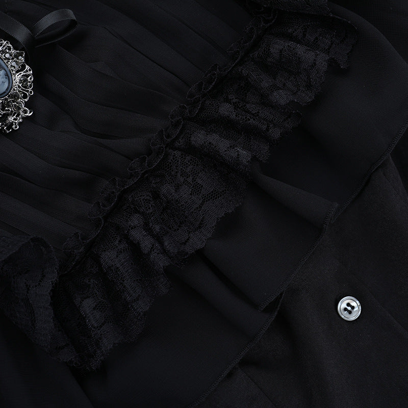 Victorian Gothic Ruffle Blouse | Dark Academia Corset Top for Fall & Halloween