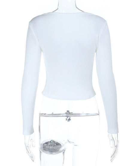 Sassy 'Stay In Your Lane Sis' Long Sleeve Square Neck Crop Top | Fall Statement Tee