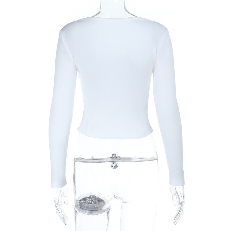 Sassy 'Stay In Your Lane Sis' Long Sleeve Square Neck Crop Top | Fall Statement Tee