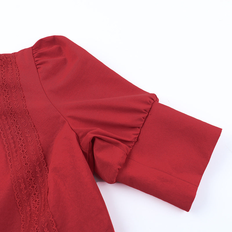 Scarlet Reign Victorian Gothic Maxi Dress - Elegant Halloween & Fall Statement