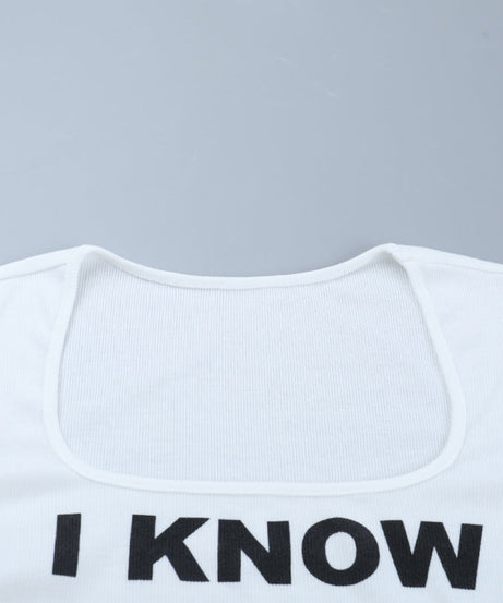 Sassy 'Stay In Your Lane Sis' Long Sleeve Square Neck Crop Top | Fall Statement Tee