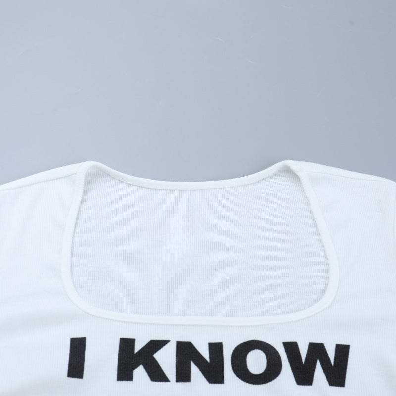 Sassy 'Stay In Your Lane Sis' Long Sleeve Square Neck Crop Top | Fall Statement Tee