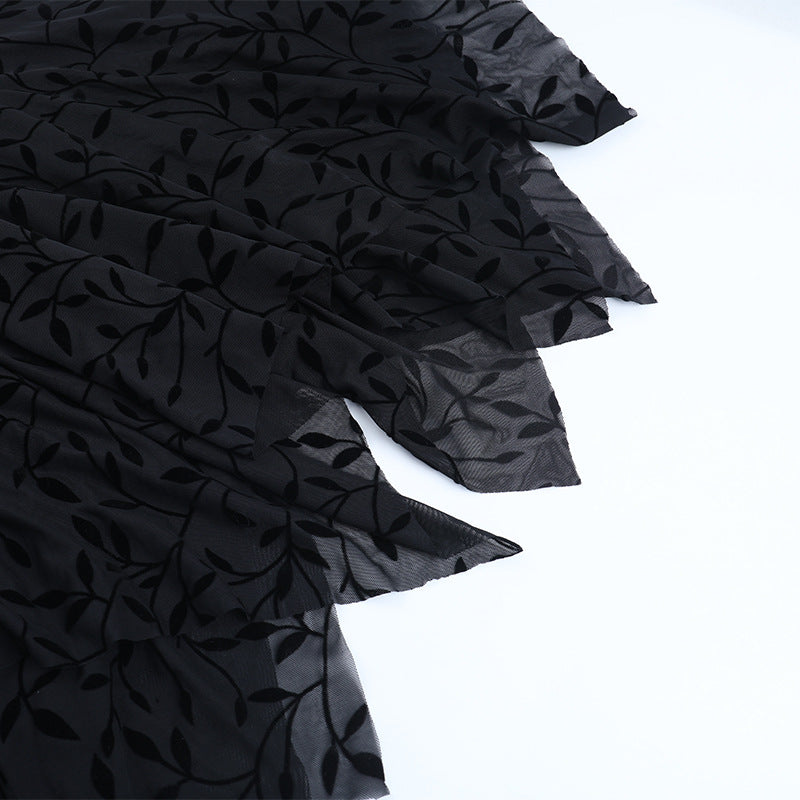 Vampire Chic Velvet Burnout Midi Dress - Gothic Halloween & Fall Party Essential