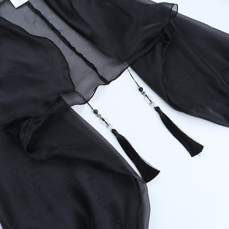 Enchanting Gothic Sheer Bolero Top - Dramatic Sleeves for Halloween & Fall Parties