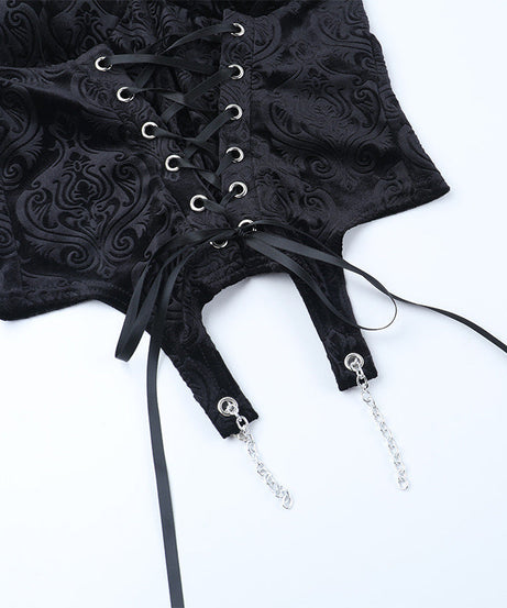 Bewitching Gothic Velvet Halter Corset & Mini Skirt Set - Spooky Season Ready