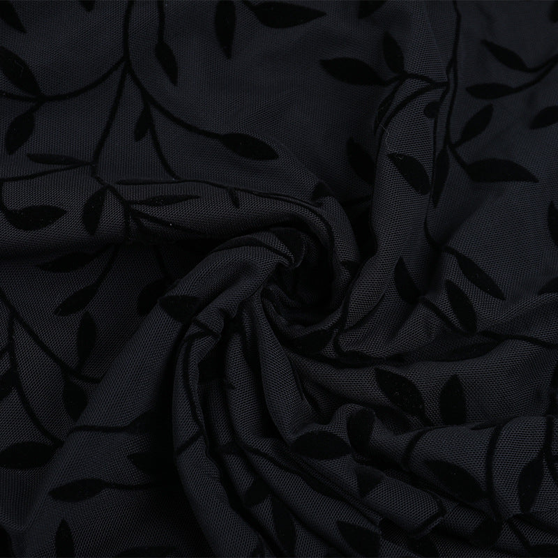 Vampire Chic Velvet Burnout Midi Dress - Gothic Halloween & Fall Party Essential