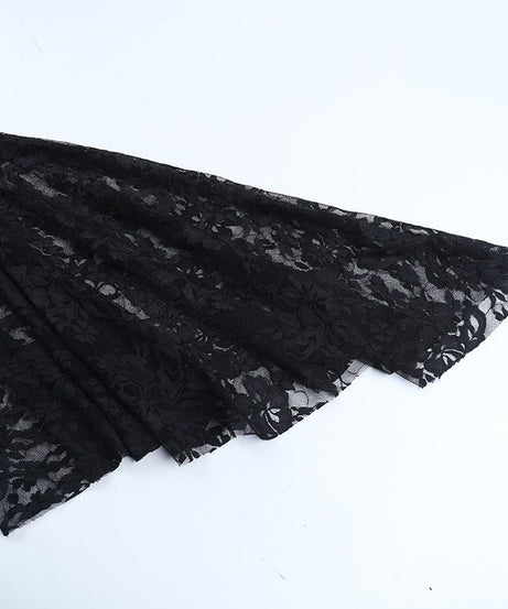 Enchanting Gothic Off-Shoulder Mini Dress - Dramatic Lace Bell Sleeves & Ruched Waist for Halloween & Fall