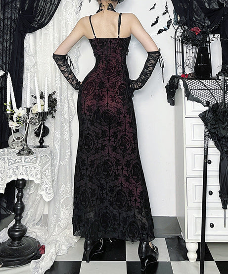 Dark Romance Beaded Lace Maxi Dress - Fall & Holiday Gala Glamour