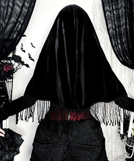 Enchanted Rose Velvet Hooded Shrug - Gothic Vampire Halloween Glamour