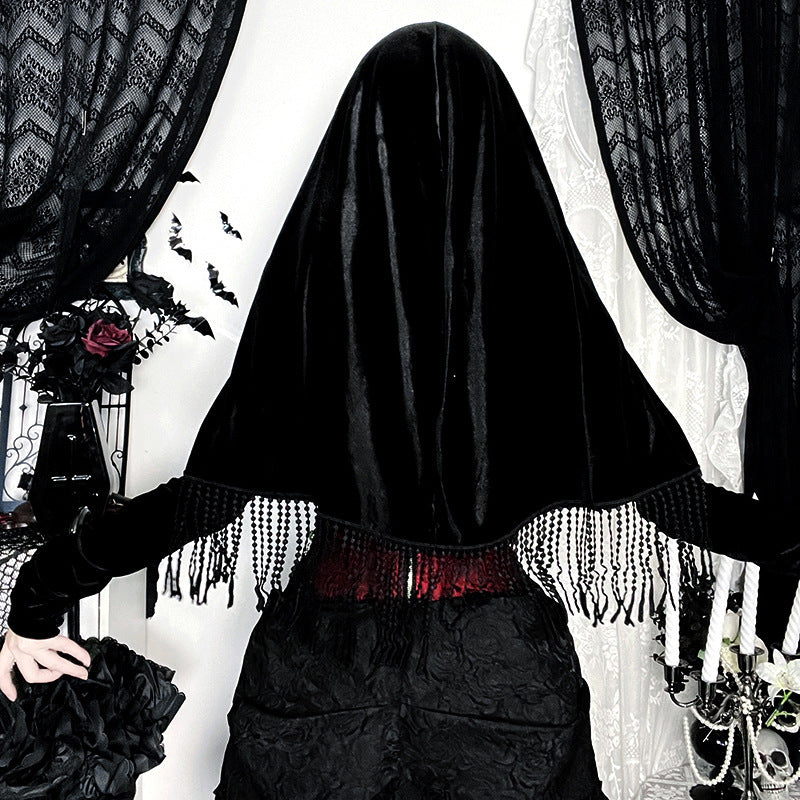 Enchanted Rose Velvet Hooded Shrug - Gothic Vampire Halloween Glamour