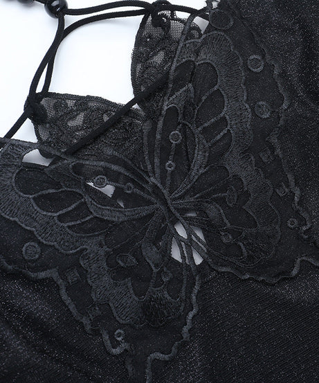 Enchanting Midnight Sparkle Halter Gown - Daring Slit Maxi Dress for Halloween & Holiday Glam