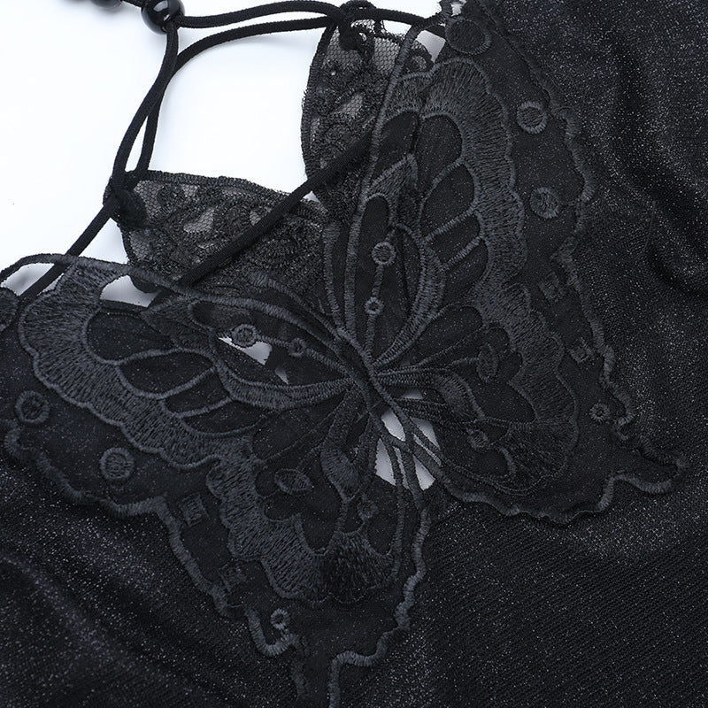 Enchanting Midnight Sparkle Halter Gown - Daring Slit Maxi Dress for Halloween & Holiday Glam