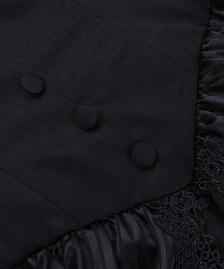 Victorian Gothic Ruffled Maxi Dress - Elegant Black Gown for Halloween, Fall Formals & Dark Academia