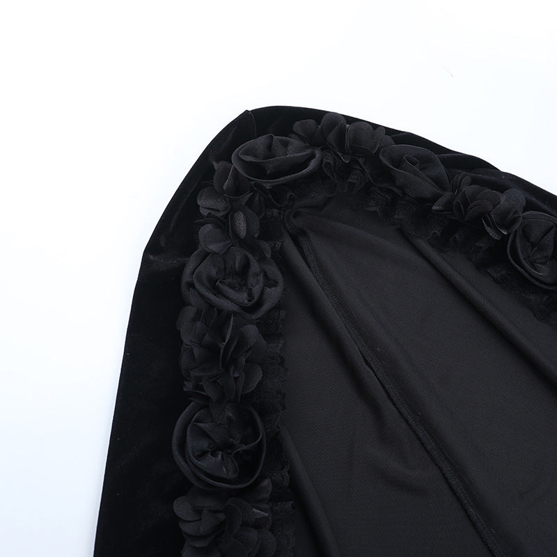 Enchanted Rose Velvet Hooded Shrug - Gothic Vampire Halloween Glamour