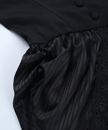 Victorian Gothic Ruffled Maxi Dress - Elegant Black Gown for Halloween, Fall Formals & Dark Academia