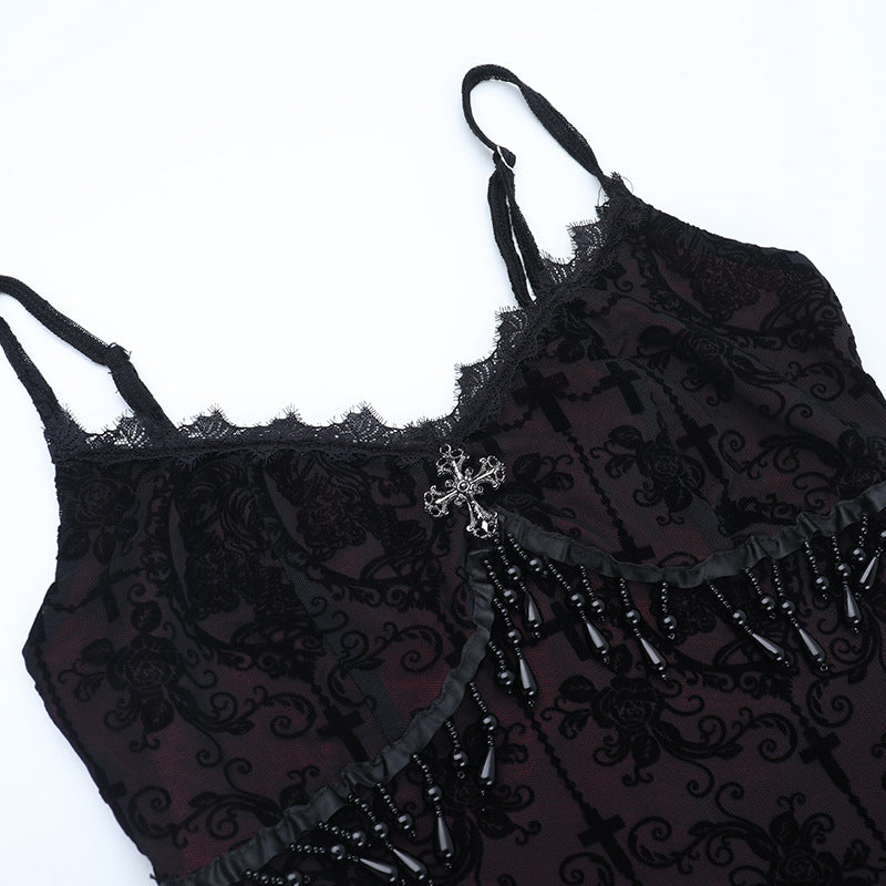 Dark Romance Beaded Lace Maxi Dress - Fall & Holiday Gala Glamour