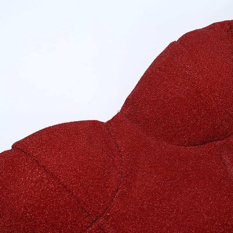 Glimmering Ruby Red Strapless Mermaid Gown with Dramatic Cape Sleeves - Holiday Party & New Year's Eve Ready