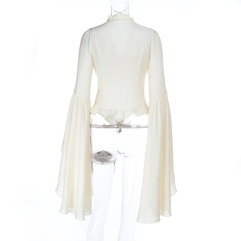 Enchanting Victorian Ruffle Bell Sleeve Blouse - Fall & Halloween Ready