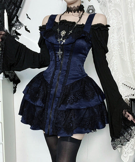 Haunted Elegance: Gothic Off-Shoulder Bell Sleeve Top – Spooky Season & Fall Fashion Essential