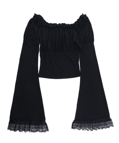 Haunted Elegance: Gothic Off-Shoulder Bell Sleeve Top – Spooky Season & Fall Fashion Essential