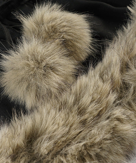 Cozy Chic Black Faux Fur Pom-Pom Mini Skirt - Y2K Fall & Holiday Party Ready!