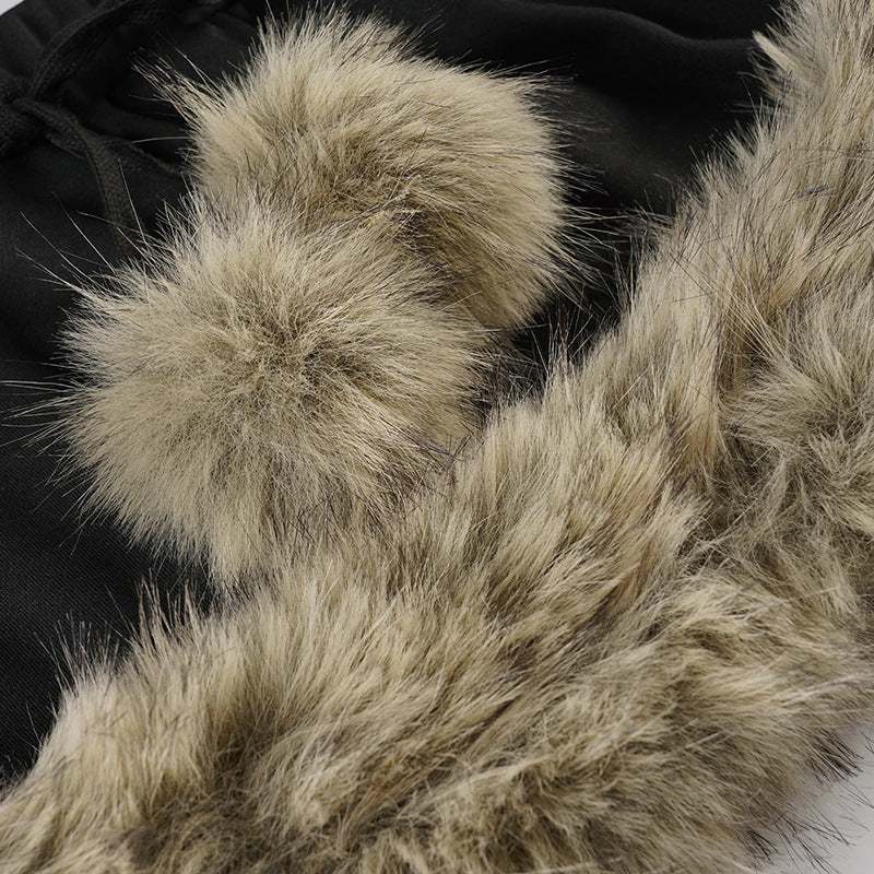 Cozy Chic Black Faux Fur Pom-Pom Mini Skirt - Y2K Fall & Holiday Party Ready!