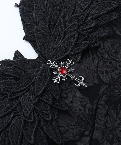 Enchanting Black Gothic Off-Shoulder Mini Dress - Textured Elegance for Fall & Halloween