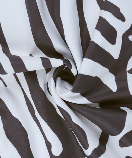 Fierce Zebra Print One-Shoulder Long Sleeve Crop Top - Your Go-To for Fall Nights & Holiday Parties