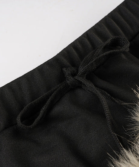 Cozy Chic Black Faux Fur Pom-Pom Mini Skirt - Y2K Fall & Holiday Party Ready!