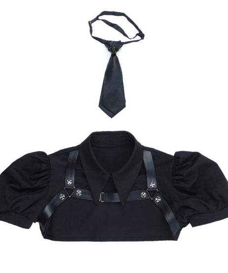 Dark Enchantress Puff Sleeve Collared Bolero Top - Your Ultimate Halloween & Alt Fashion Statement