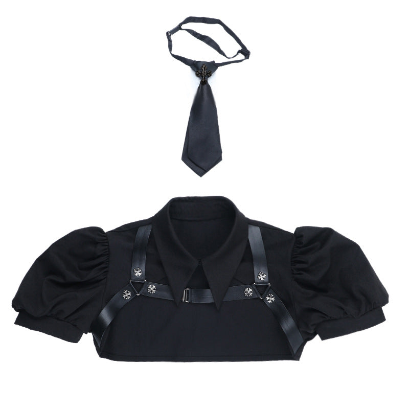 Dark Enchantress Puff Sleeve Collared Bolero Top - Your Ultimate Halloween & Alt Fashion Statement