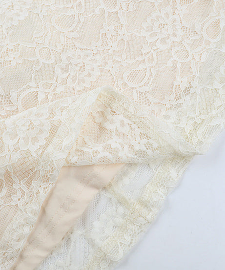 Elegant Ivory Ruched Lace Maxi Gown - Perfect for Fall Weddings & Holiday Galas