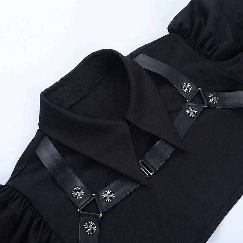 Dark Enchantress Puff Sleeve Collared Bolero Top - Your Ultimate Halloween & Alt Fashion Statement