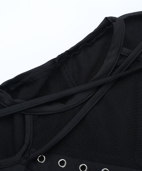 Bewitching Gothic Maxi Dress - Bell Sleeves, High Slit & Mesh | Halloween & Dark Elegance