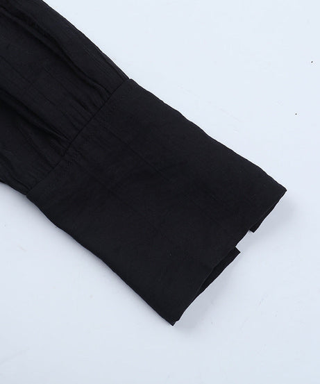 Dark Elegance Ruffled V-Neck Corset Blouse - Gothic Victorian Zip-Up Top for Fall & Halloween