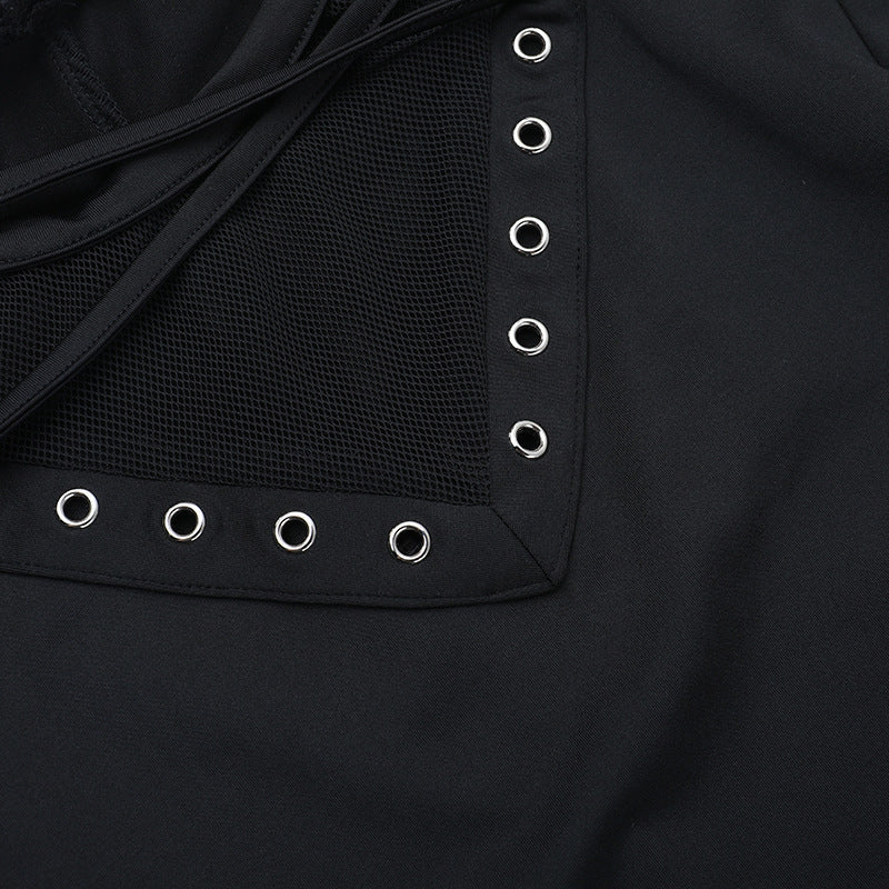 Bewitching Gothic Maxi Dress - Bell Sleeves, High Slit & Mesh | Halloween & Dark Elegance