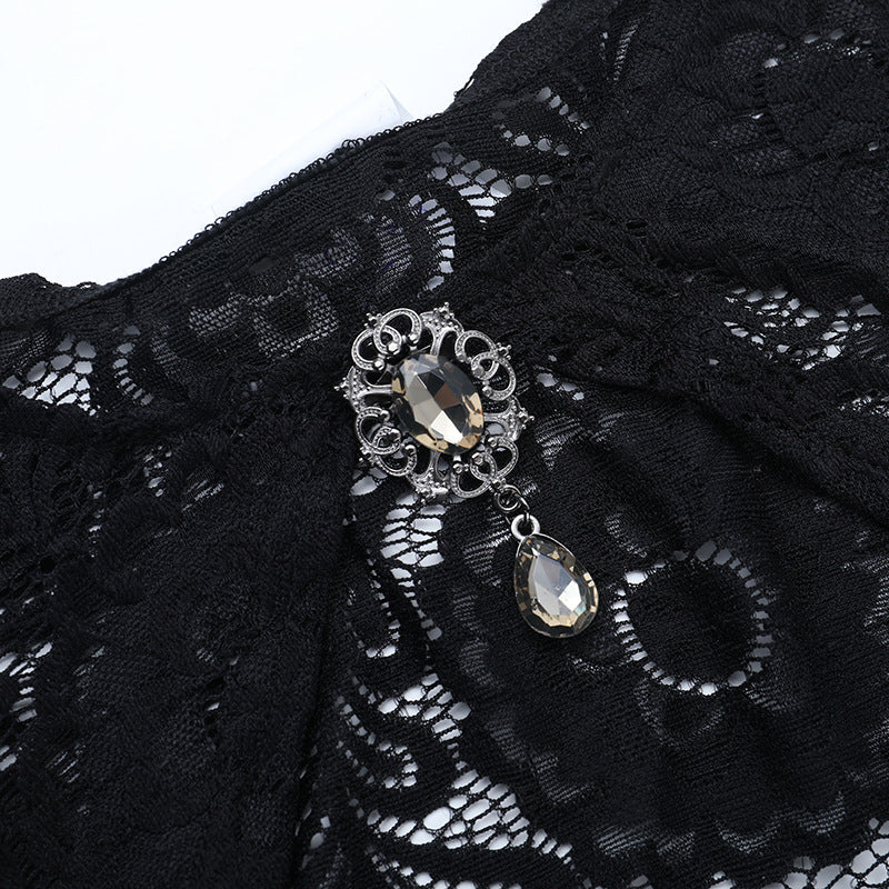 Gothic Glamour Lace Bell Sleeve Shrug - Dramatic Fall & Halloween Statement
