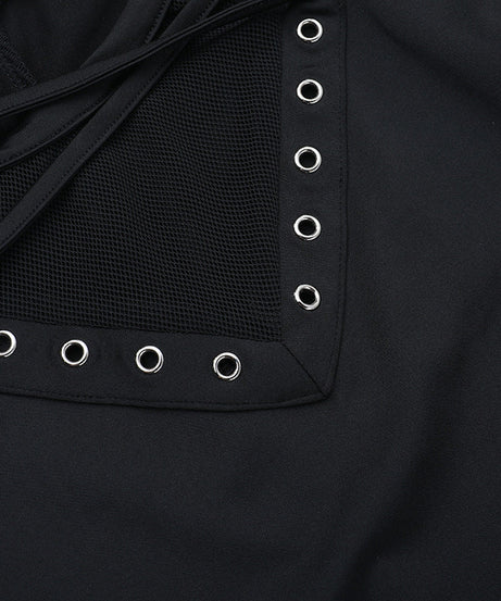 Bewitching Gothic Maxi Dress - Bell Sleeves, High Slit & Mesh | Halloween & Dark Elegance