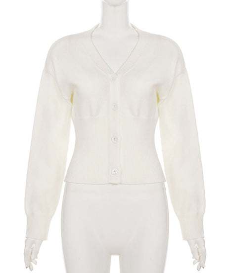 Effortless Fall Style: Women's Ribbed V-Neck Button-Front Cardigan Sweater