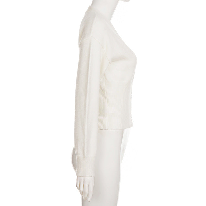 Effortless Fall Style: Women's Ribbed V-Neck Button-Front Cardigan Sweater