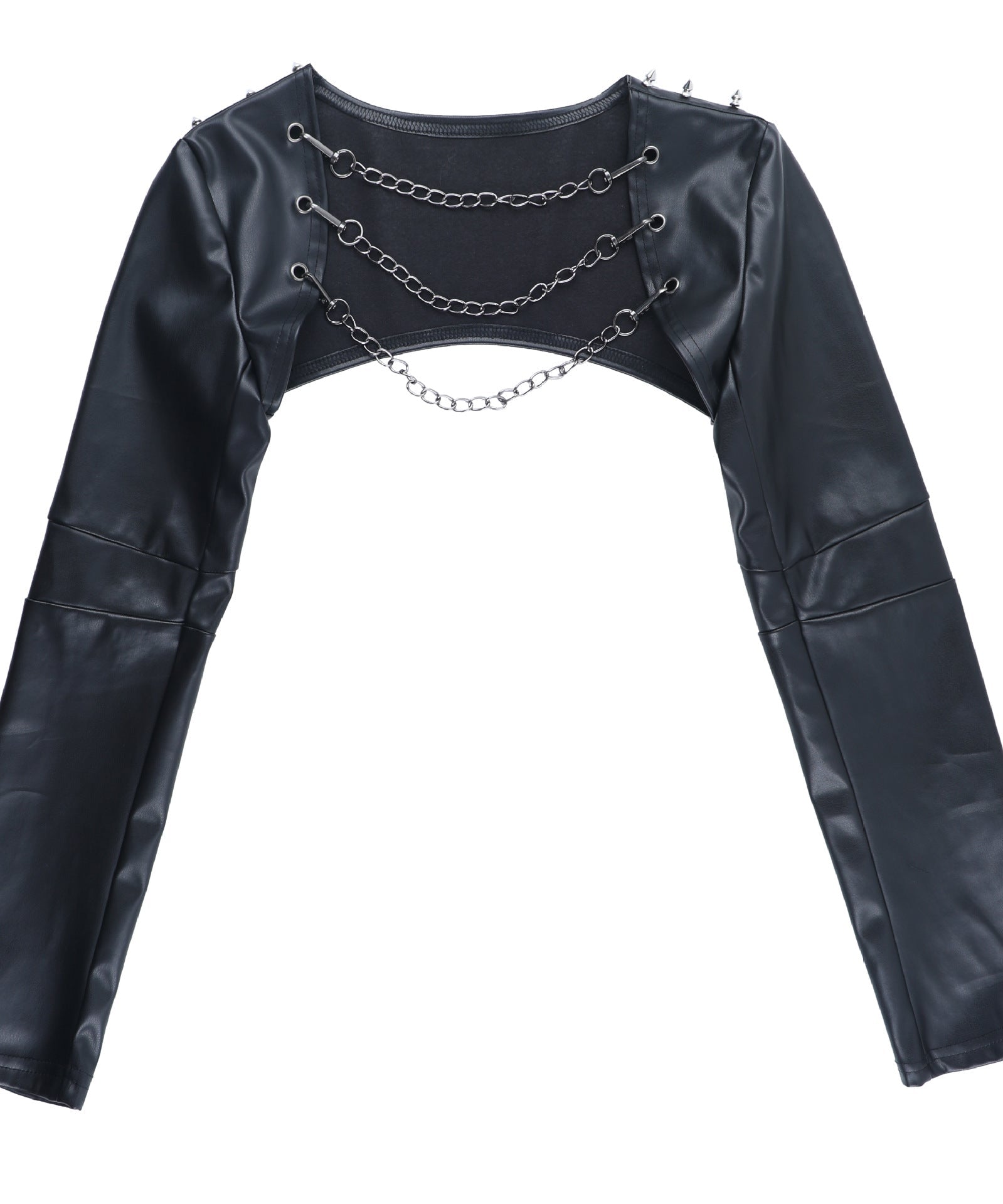 Rebel Heart: Faux Leather Studded Corset & Chain Shrug Set - Halloween & Fall Nights