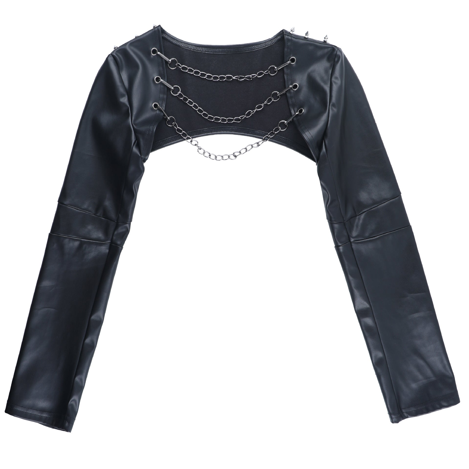 Rebel Heart: Faux Leather Studded Corset & Chain Shrug Set - Halloween & Fall Nights