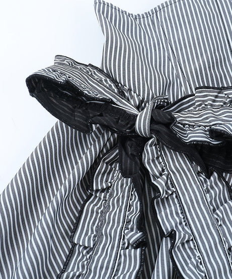 Victorian Goth Corset Waist Striped Mini Skirt - Spooky Chic Fall Fashion