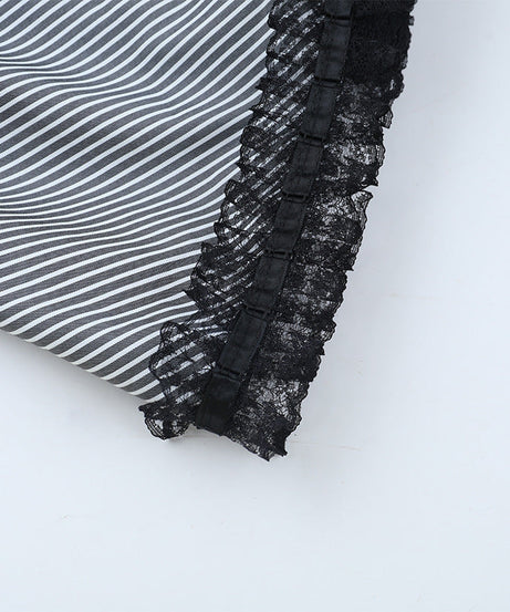 Victorian Goth Corset Waist Striped Mini Skirt - Spooky Chic Fall Fashion