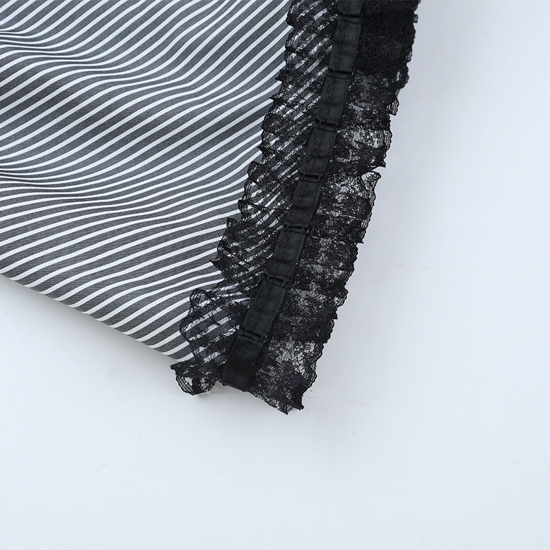 Victorian Goth Corset Waist Striped Mini Skirt - Spooky Chic Fall Fashion